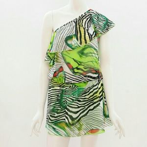 FLOWY MINI ONE SHOULDER DRESS